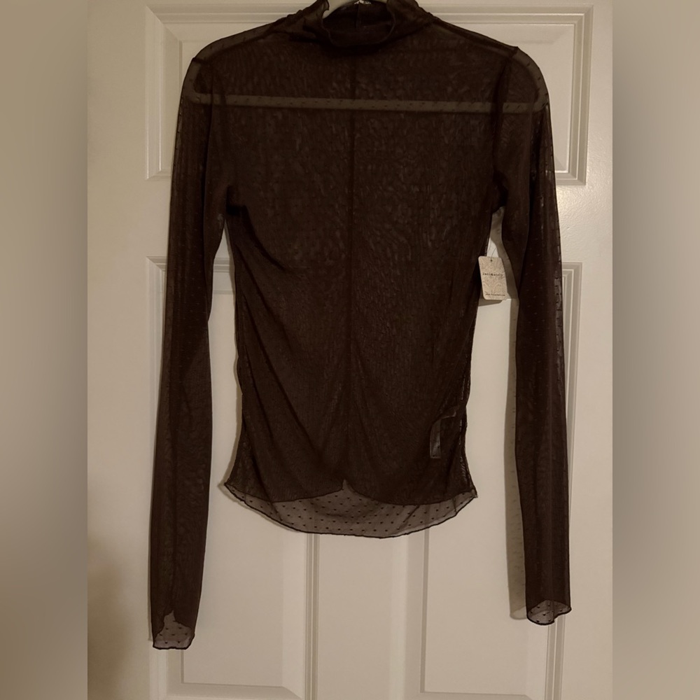 Free People Sheer Brown Mesh Top